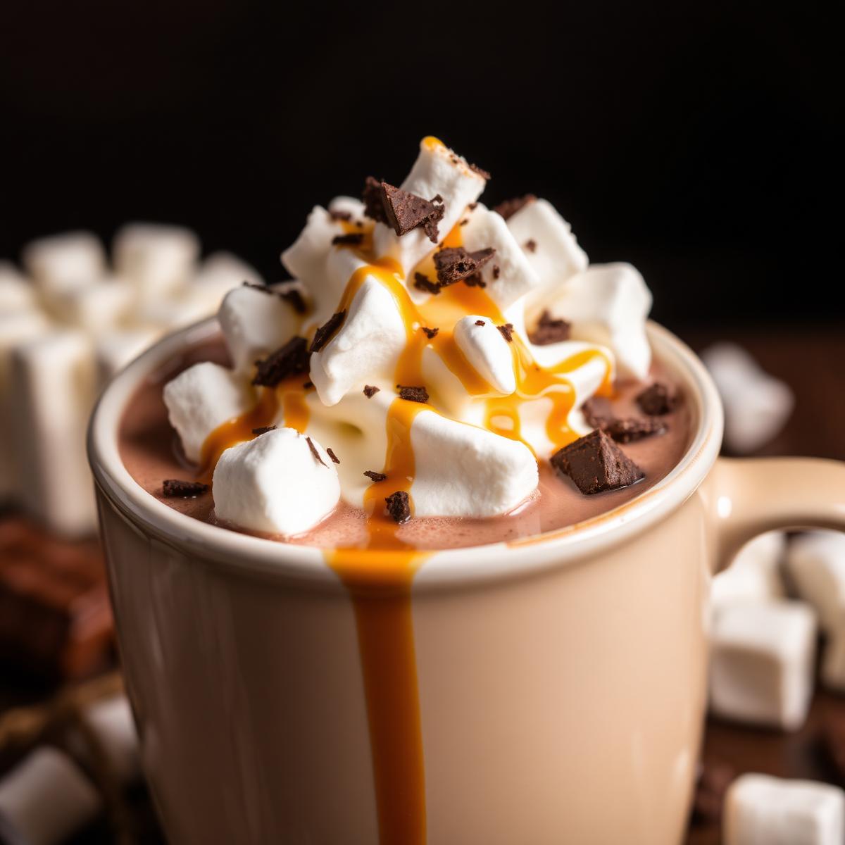 Loaded hot chocolate with marshmallows served by a mobile coffee van near me